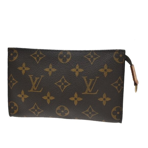 LOUIS VUITTON Logo BUCKET PM Pouch Bag Monogram Leather Brown France 04KA648 - Picture 1 of 16